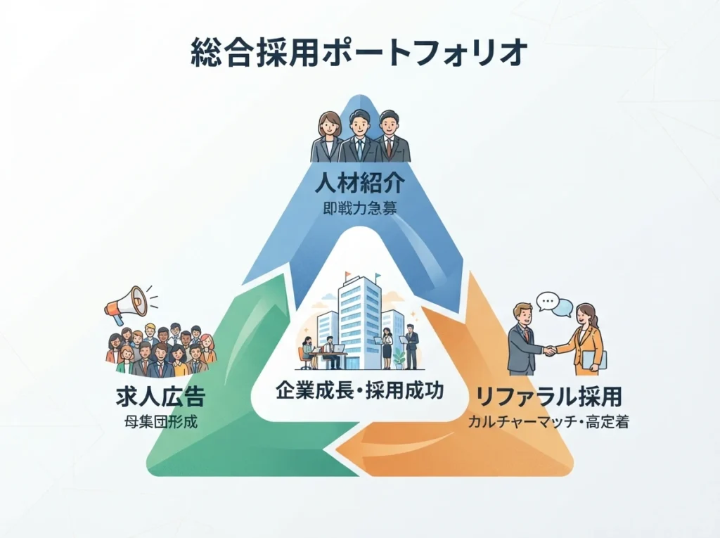 リファラル採用を含めた総合採用ポートフォリオ概念図