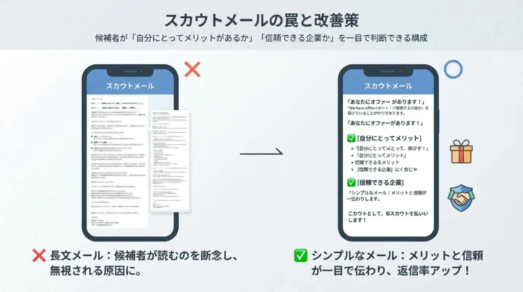 スカウトメールの罠と改善策の図解