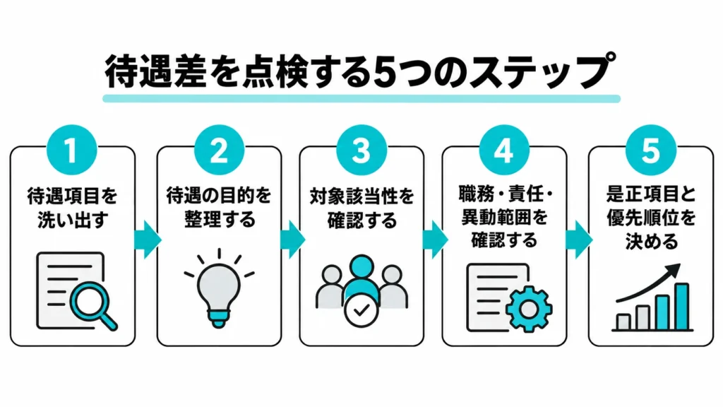 同一労働同一賃金の待遇差を点検する5つのステップ
