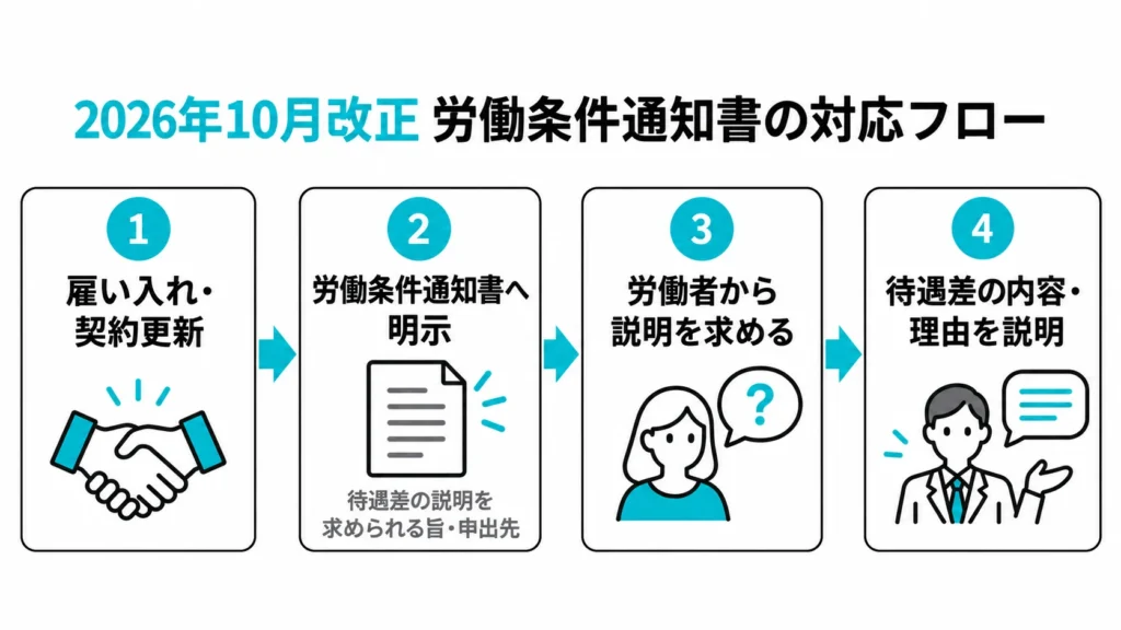 同一労働同一賃金改正に伴う労働条件通知書の対応フロー